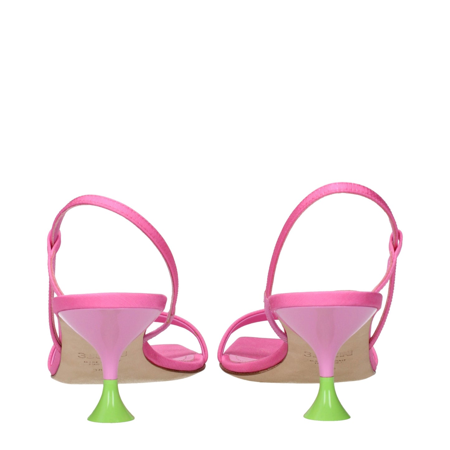 Pink Fabric Stiletto Heels Sandals