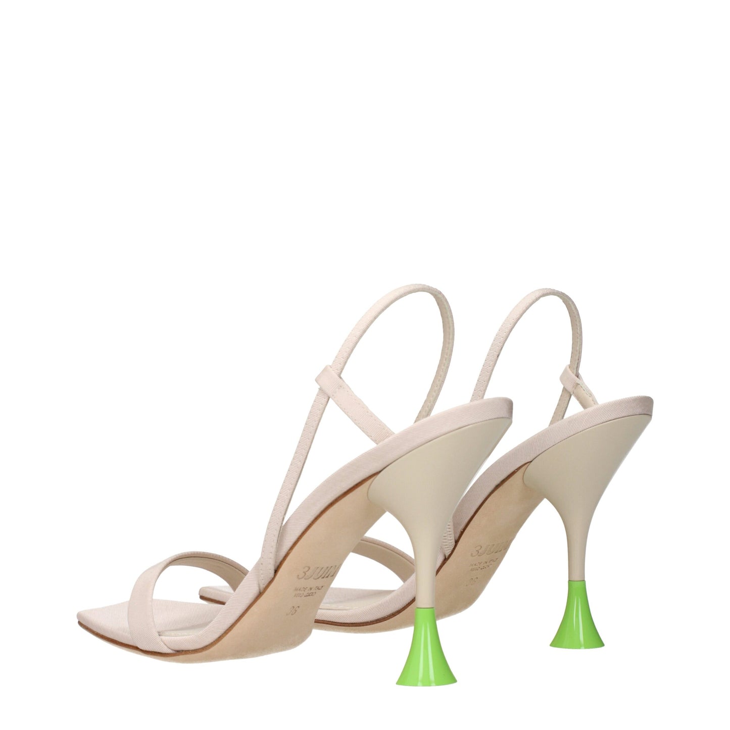 Beige Fabric Stiletto Heels Sandals