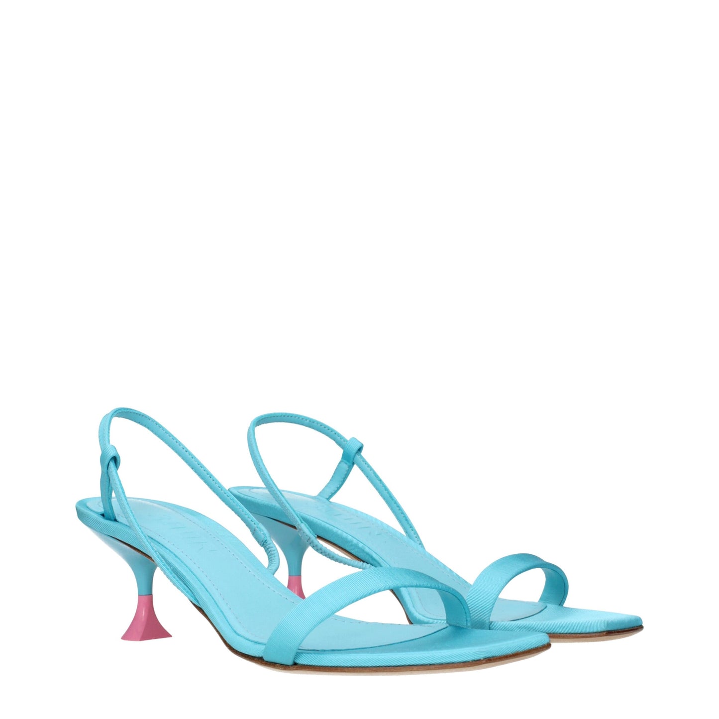 Blue Fabric Stiletto Heels Sandals