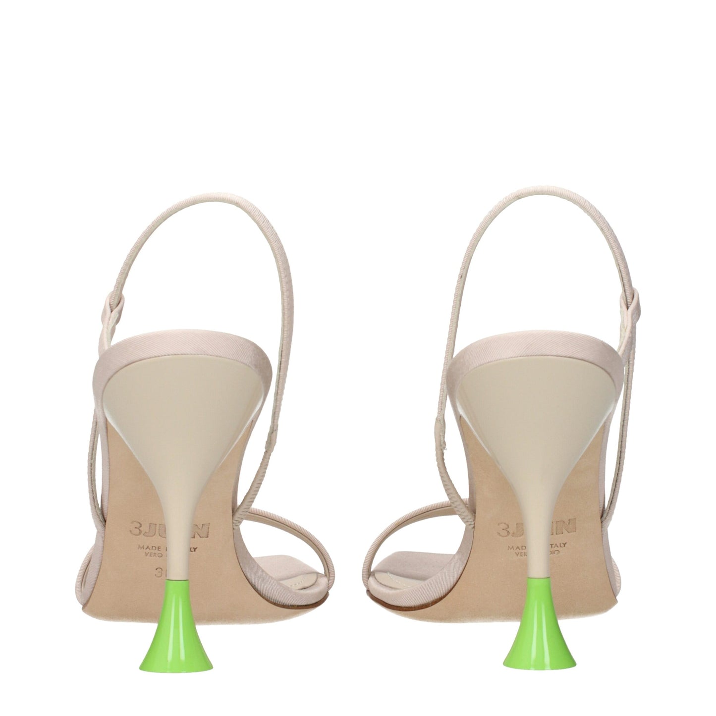 Beige Fabric Stiletto Heels Sandals