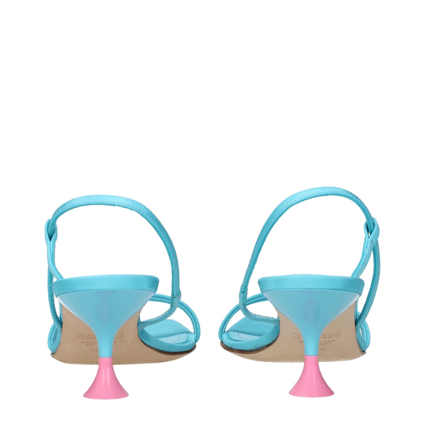 Blue Fabric Stiletto Heels Sandals
