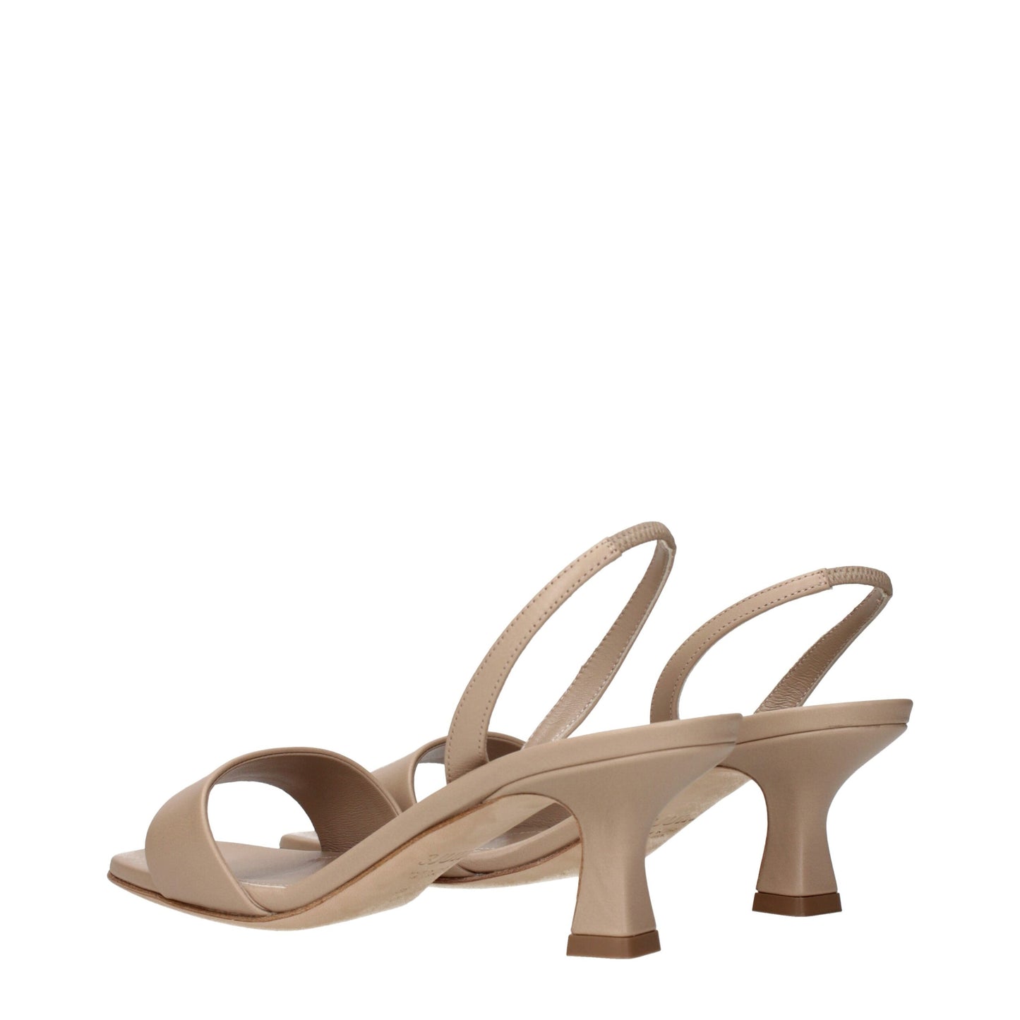 Beige Leather Flat Sandals