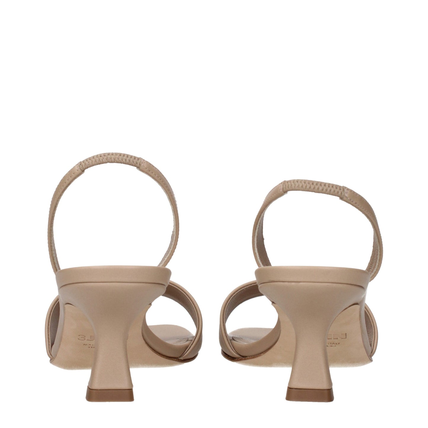 Beige Leather Flat Sandals