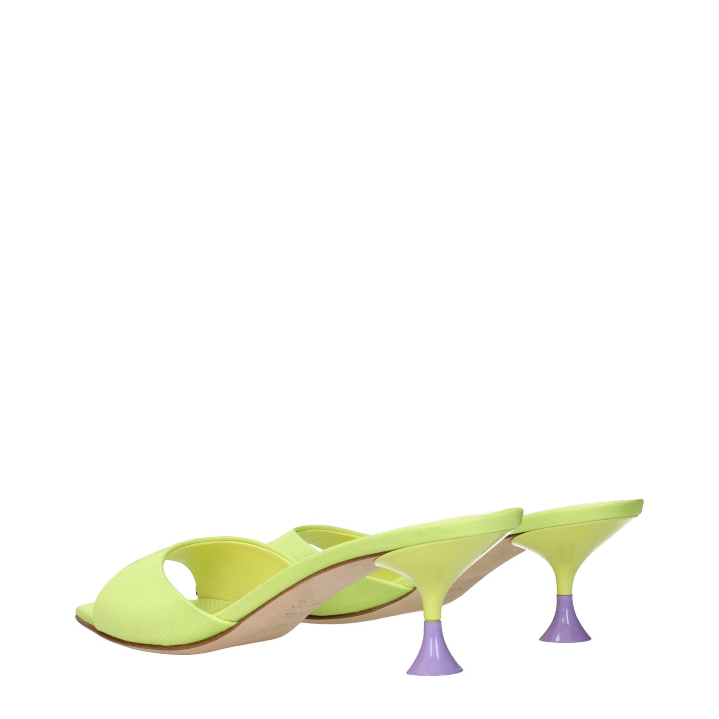 Green Fabric Stiletto Heels Sandals