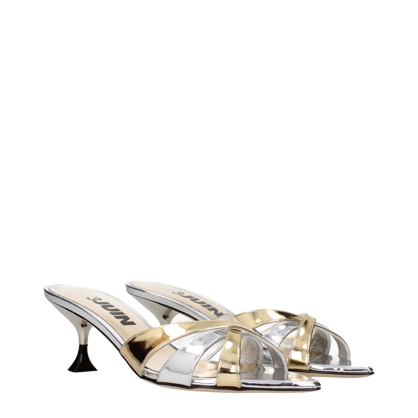 Gray Leather Stiletto Heels Sandals