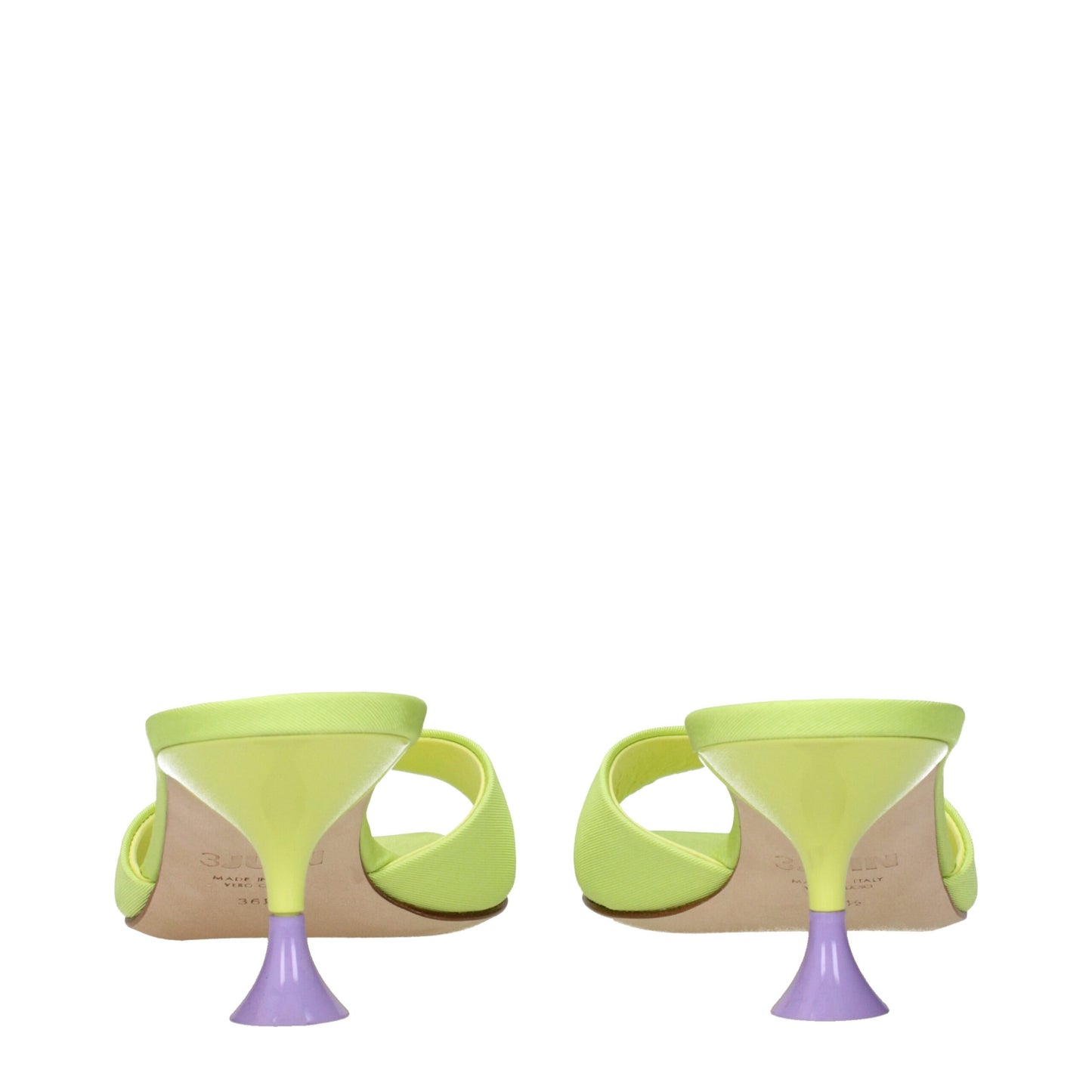 Green Fabric Stiletto Heels Sandals