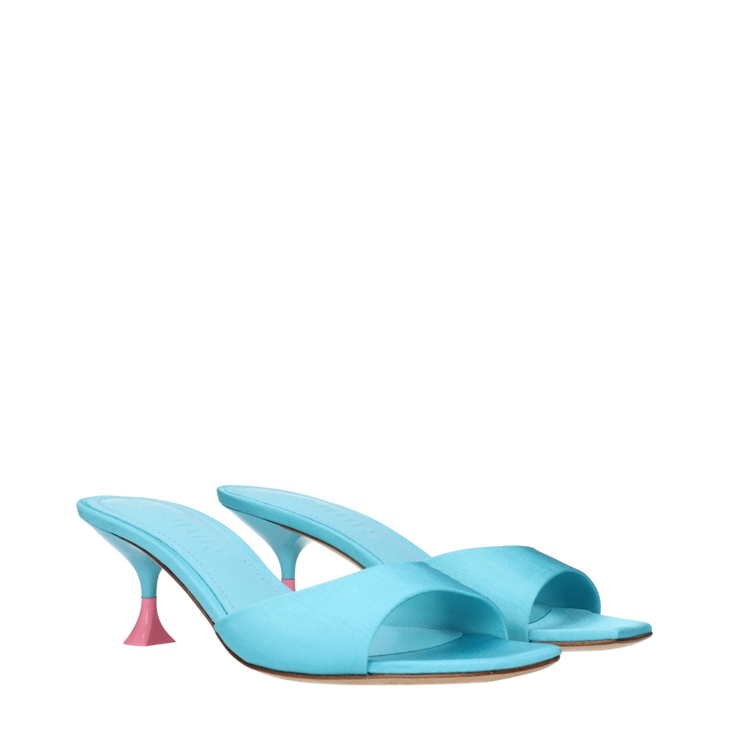 Blue Fabric Stiletto Heels Sandals