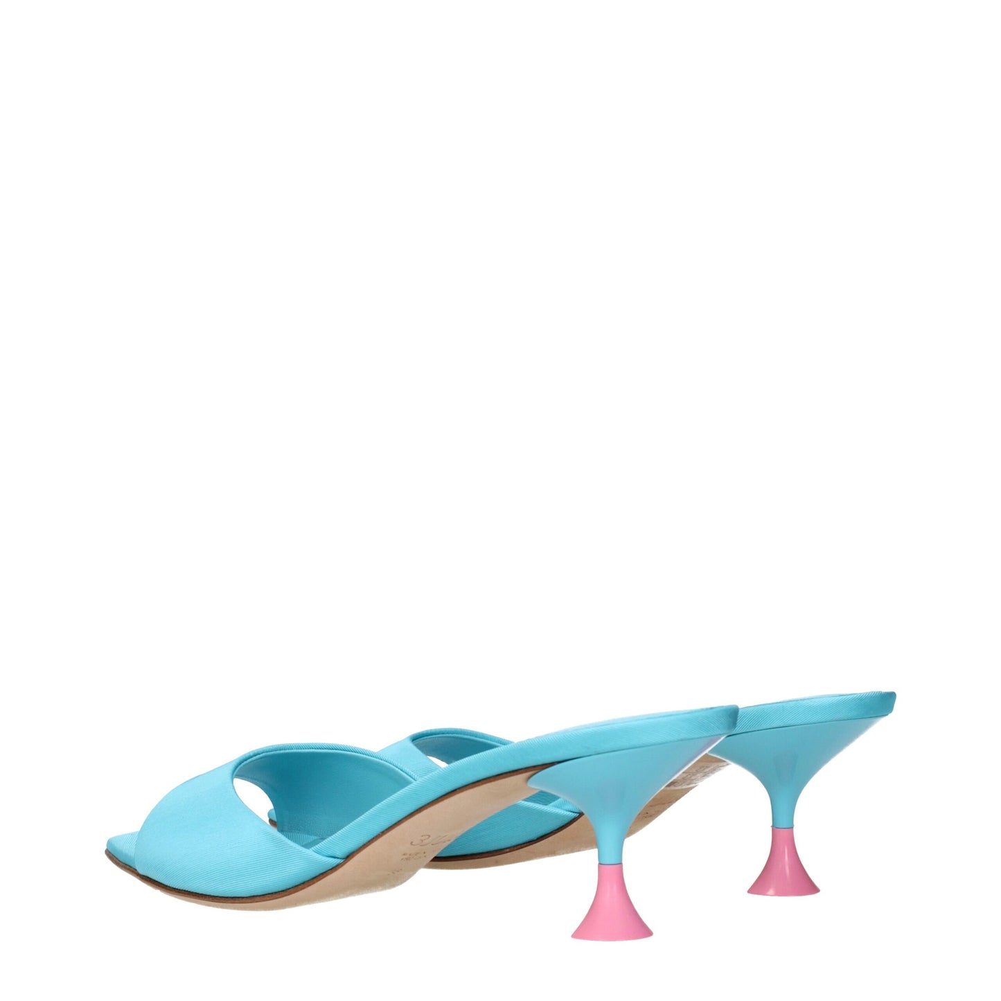 Blue Fabric Stiletto Heels Sandals