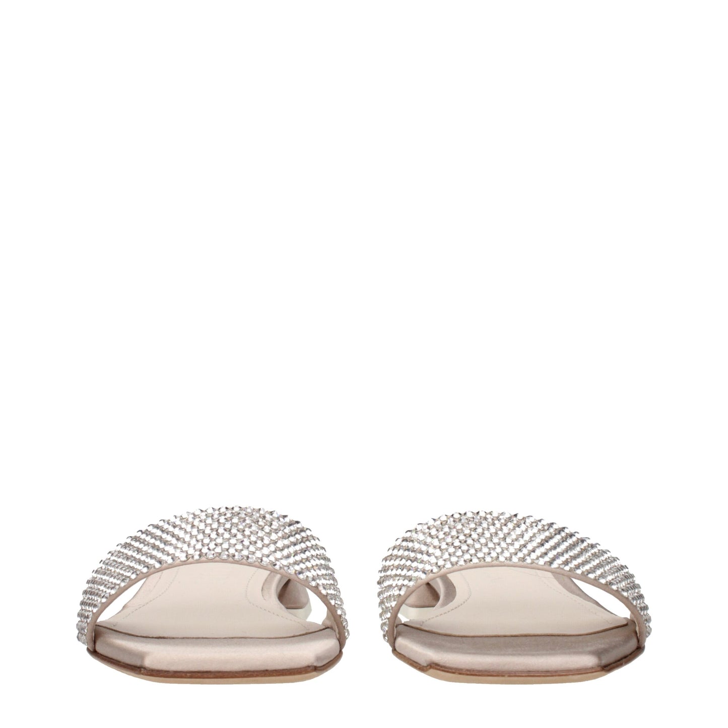 Beige Satin Slippers Sandals