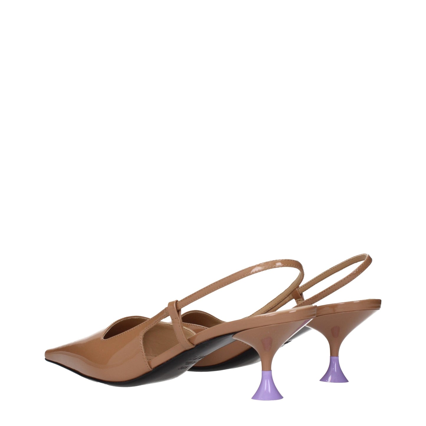 Brown Leather Mid Heel Pumps