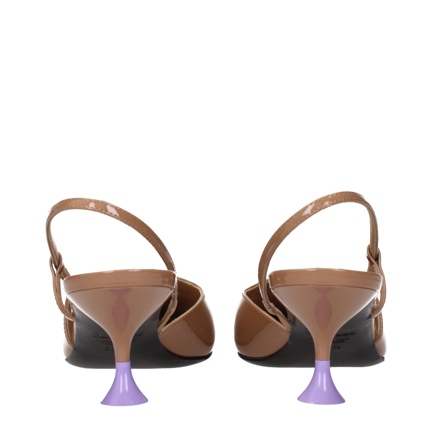 Brown Leather Mid Heel Pumps