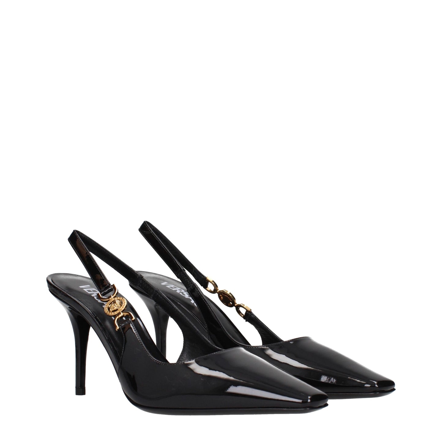 Black Leather High Heel Pumps