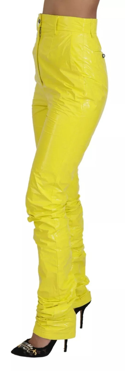 Yellow High Waist Skinny Women Trouser Pants