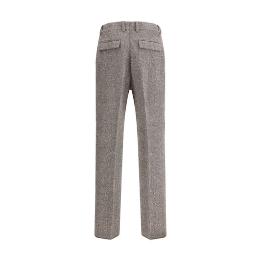 Gray Fleece Wool Casual Pants