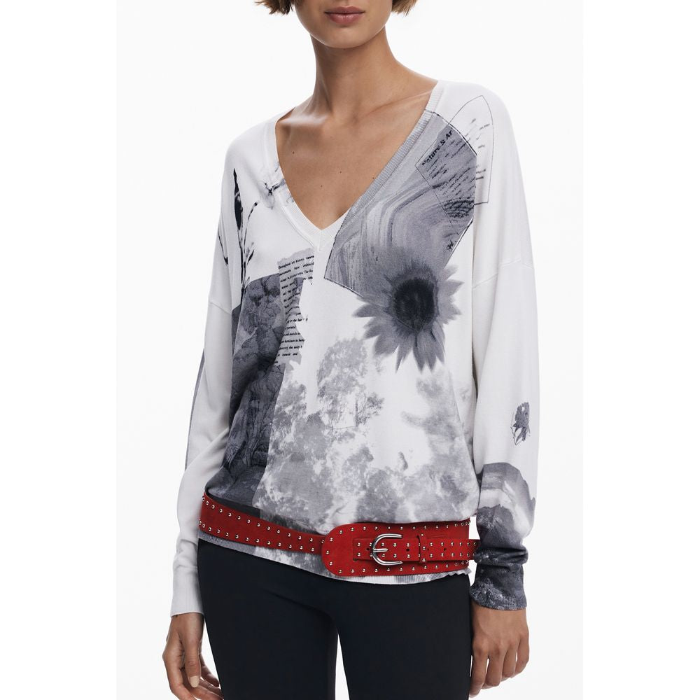 White Viscose Women Sweater