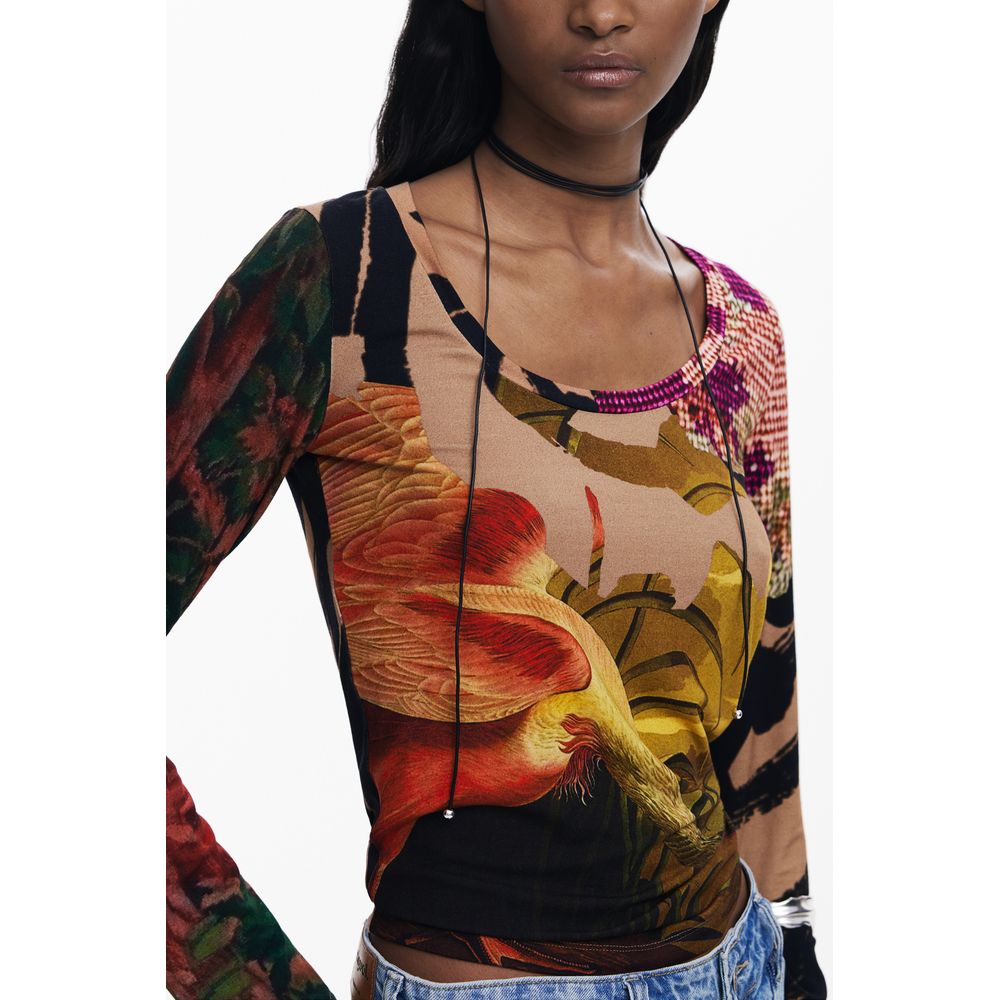 Brown Elastane Women Top