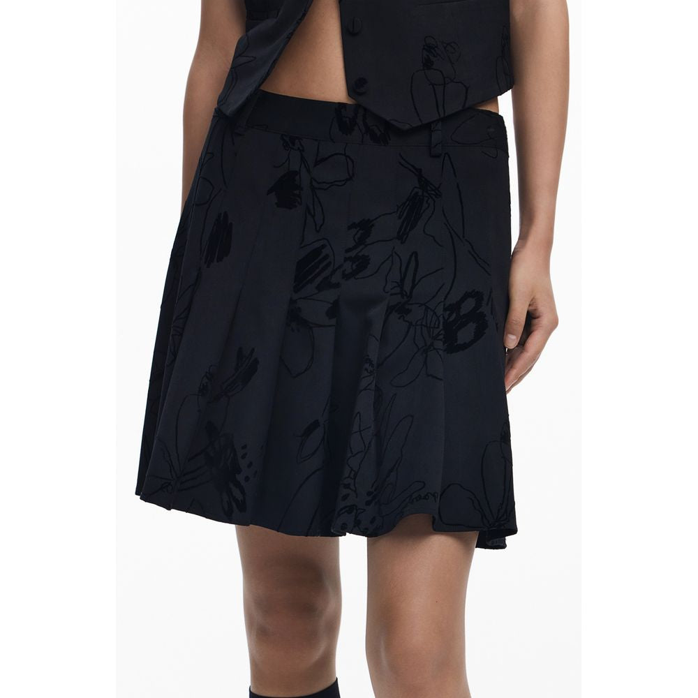 Black Polyester Women Skirt