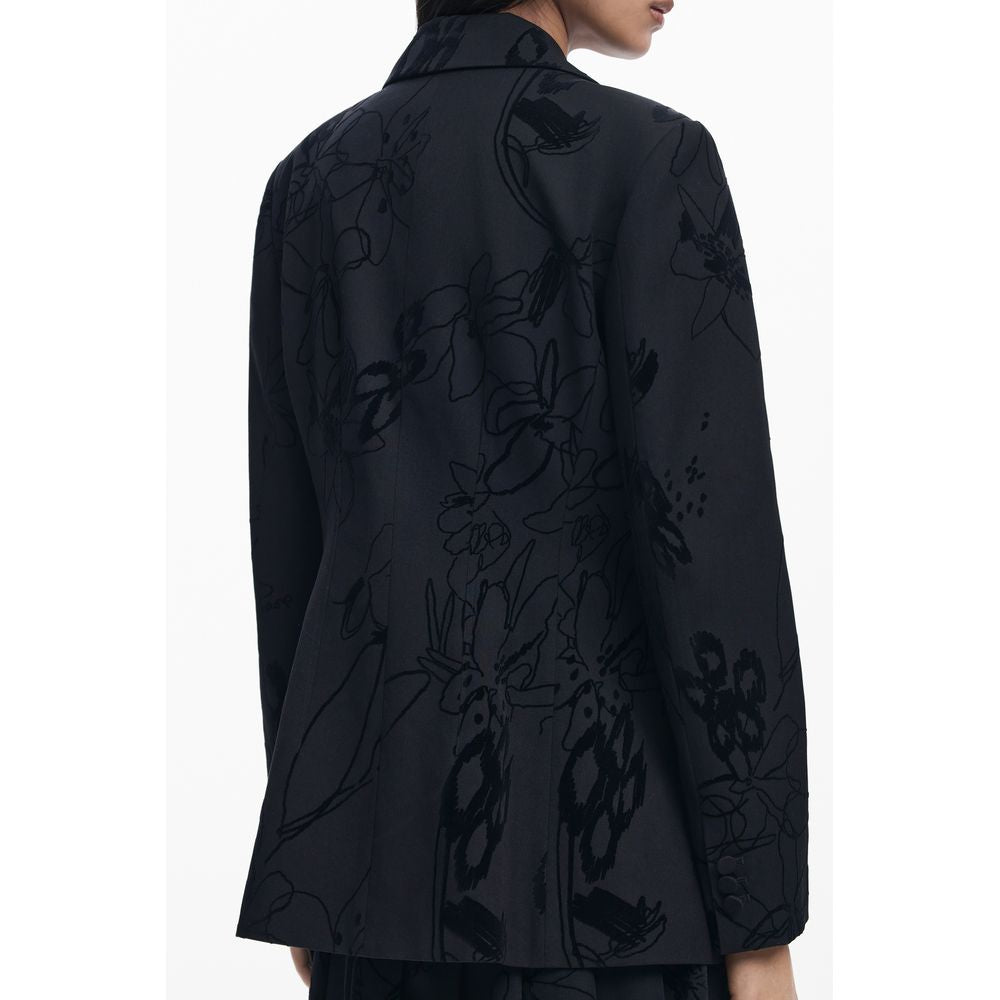 Black Polyester Women Jacket