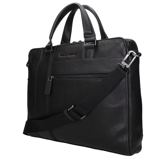 Black Leather Business And Laptop Bag