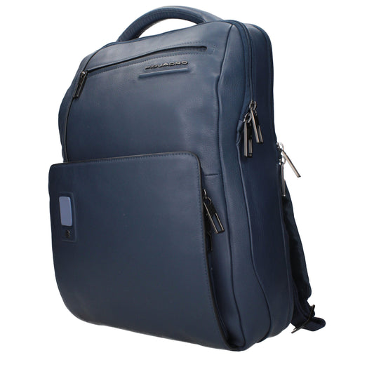 Blue Leather Backpack