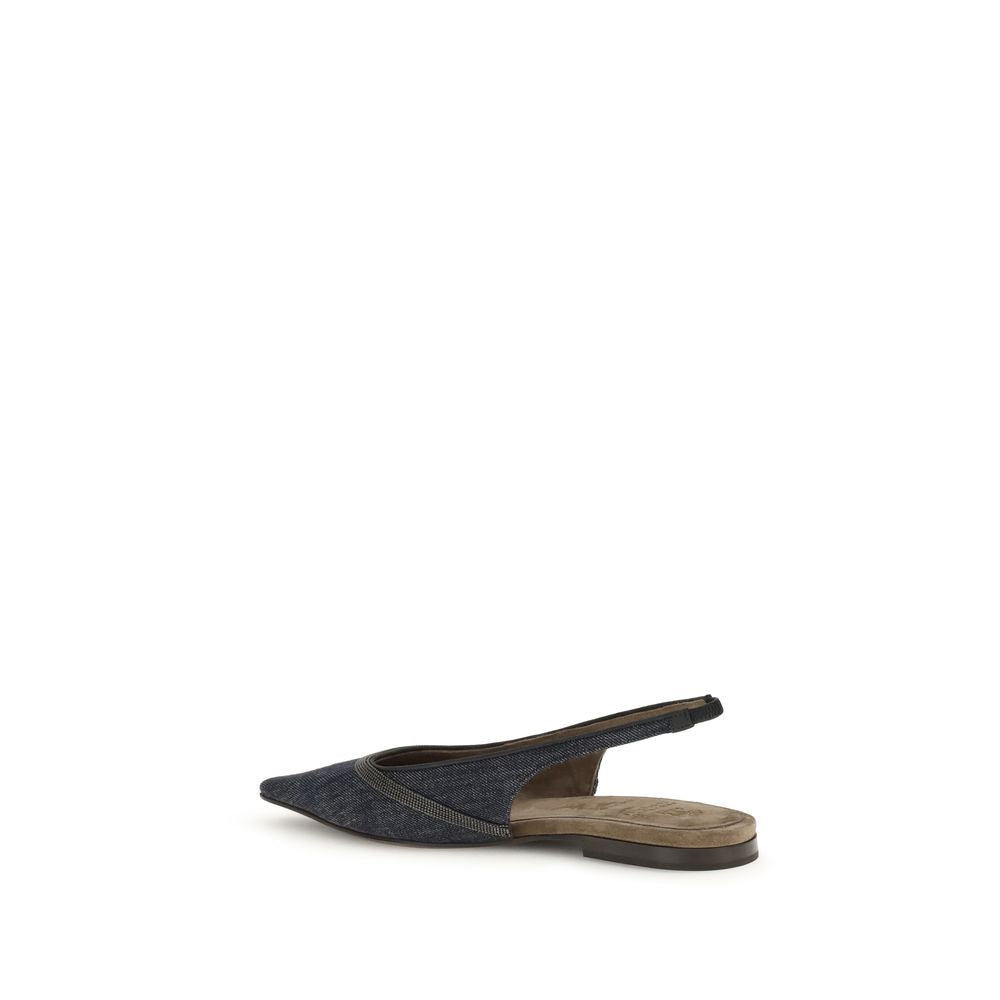 Denim slingback Ballerinas