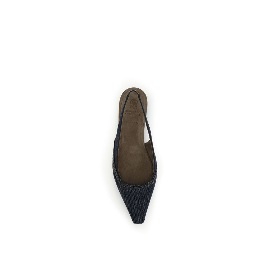 Denim slingback Ballerinas