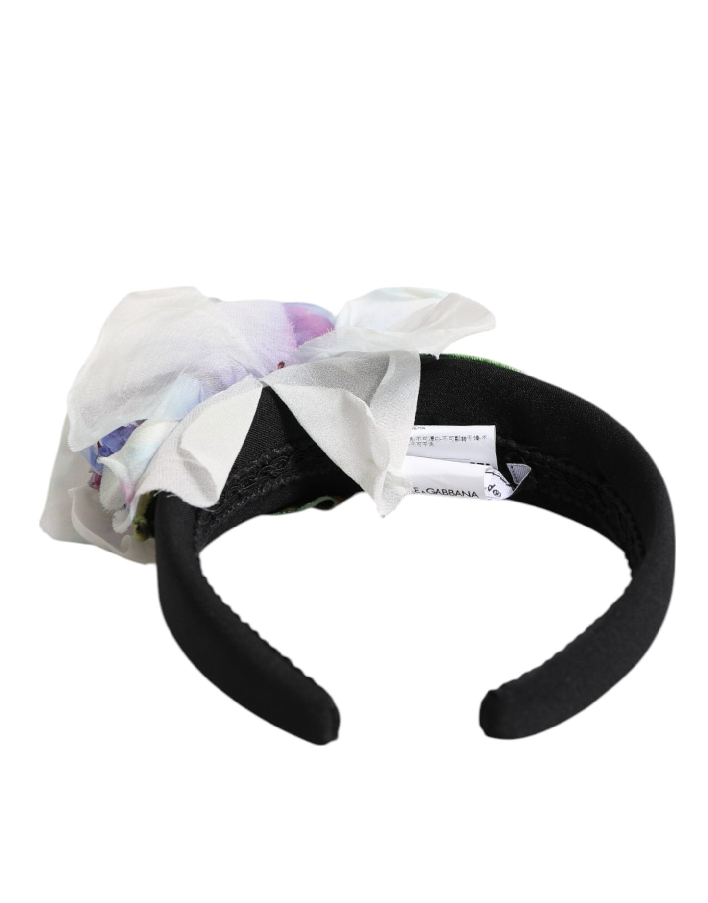 Black Green Silk Purple White Floral Appliqué Accessory Headband