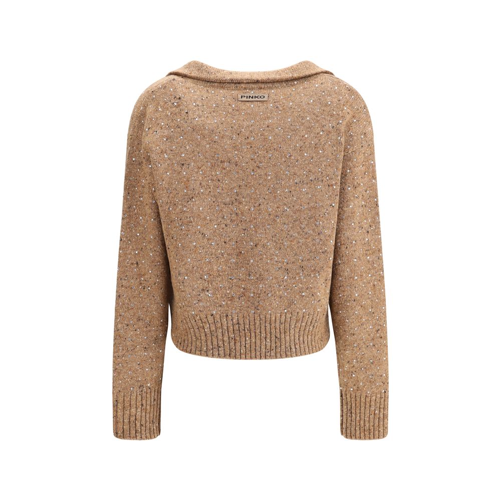 V-neck Sweater with rhinestones