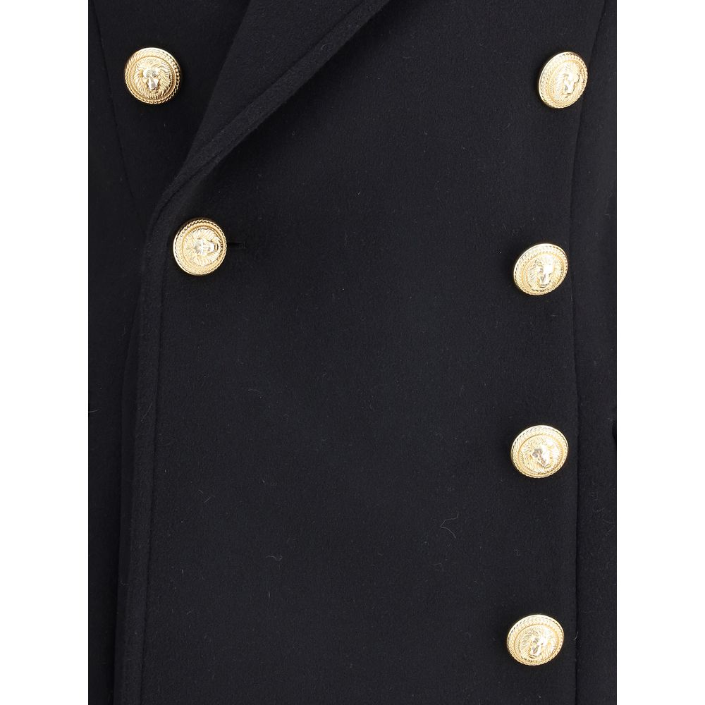 Black Fleece Wool Coat