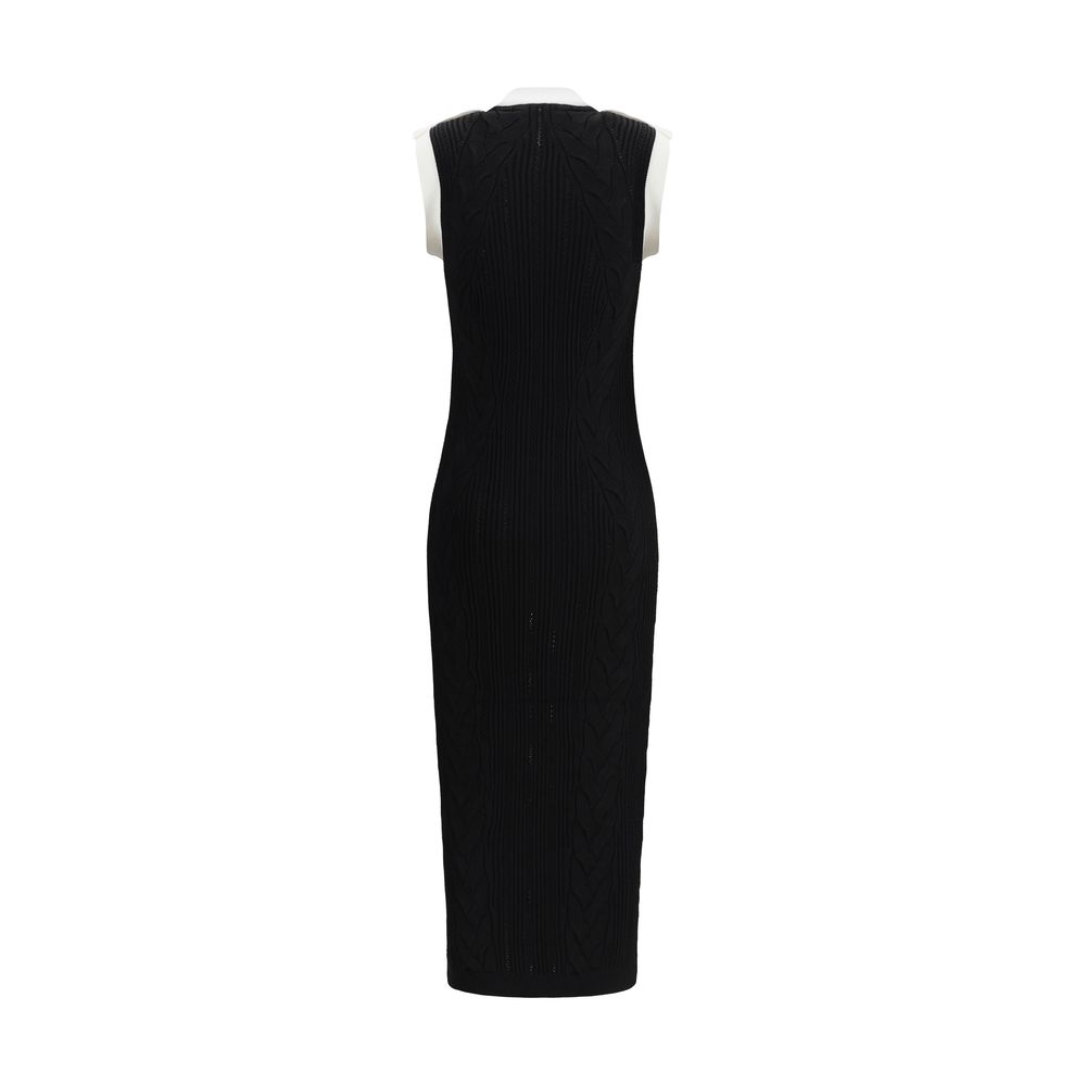 Sleeveless torsade knit long Dress