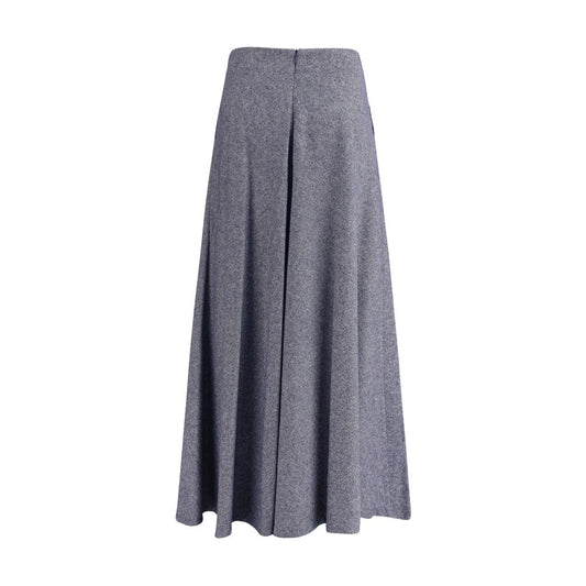 Blue Cotton Midi Skirt