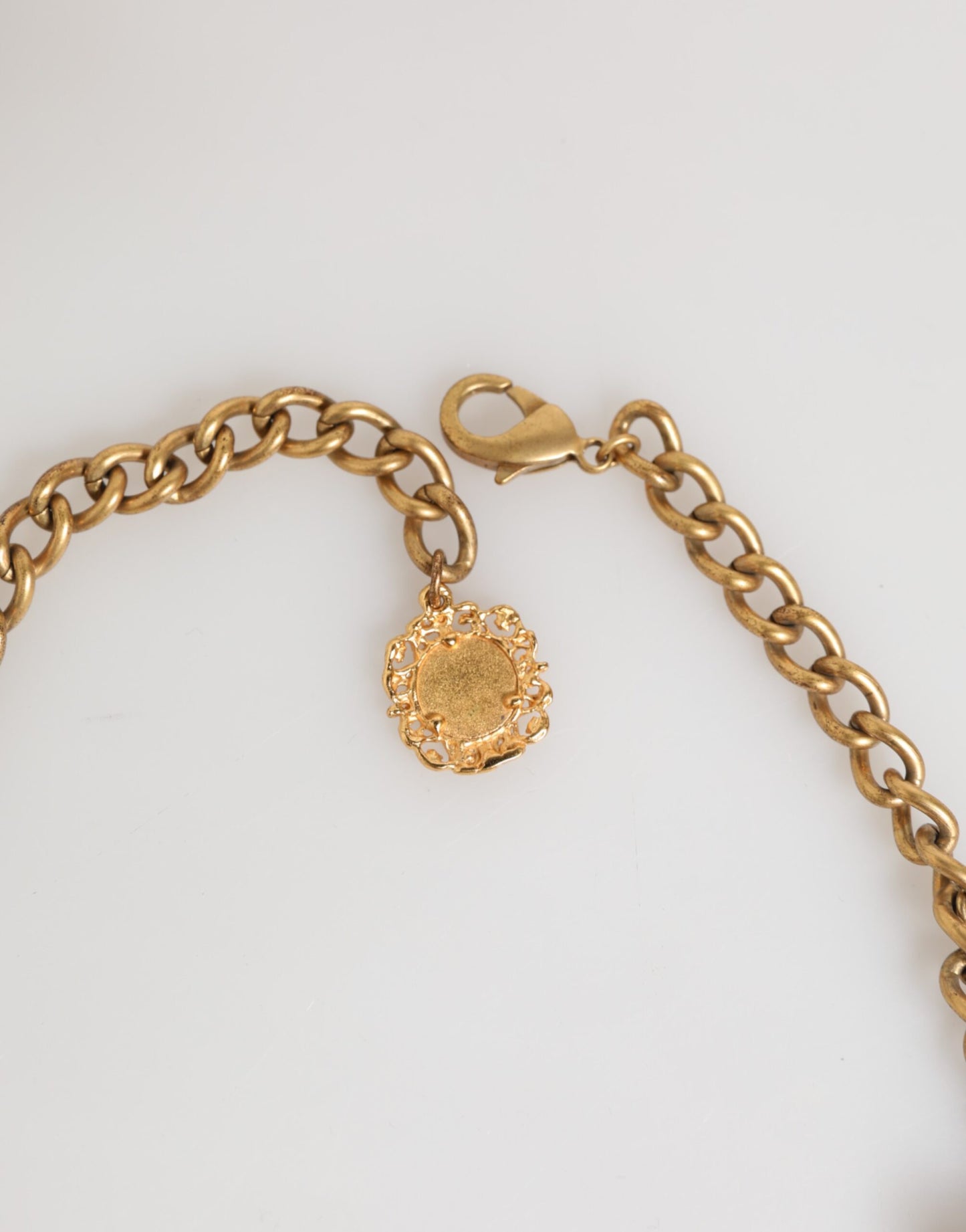 Estate Multicolor Floral Fruit Gold Chain Statement Necklace