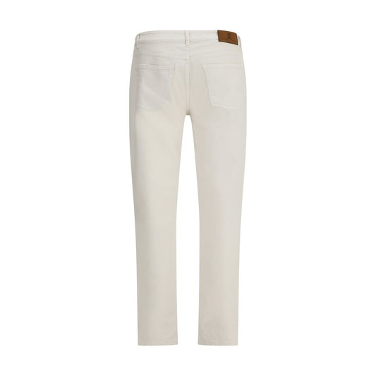 White Cotton Slim Fit Jeans
