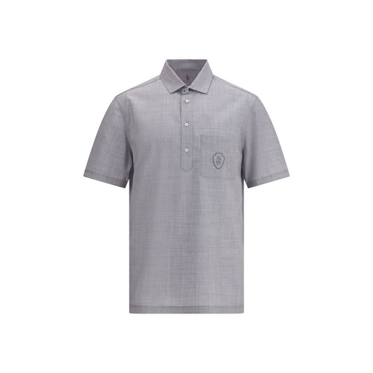 Gray Fleece Wool Polo Shirt