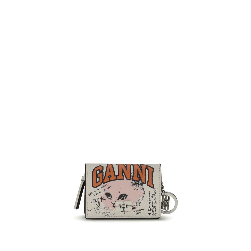 GANNI CARD HOLDER WITH FLAP CAT SIGNATUR