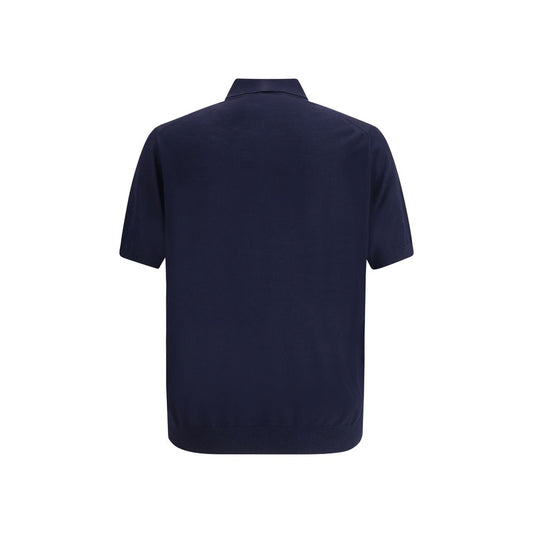 Blue Fleece Wool Polo Shirt