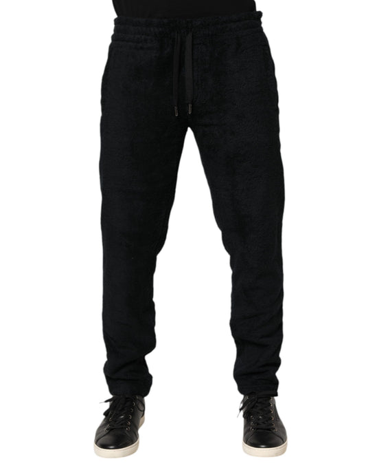 Black Cotton Logo Men Jogger Sweatpants Pants