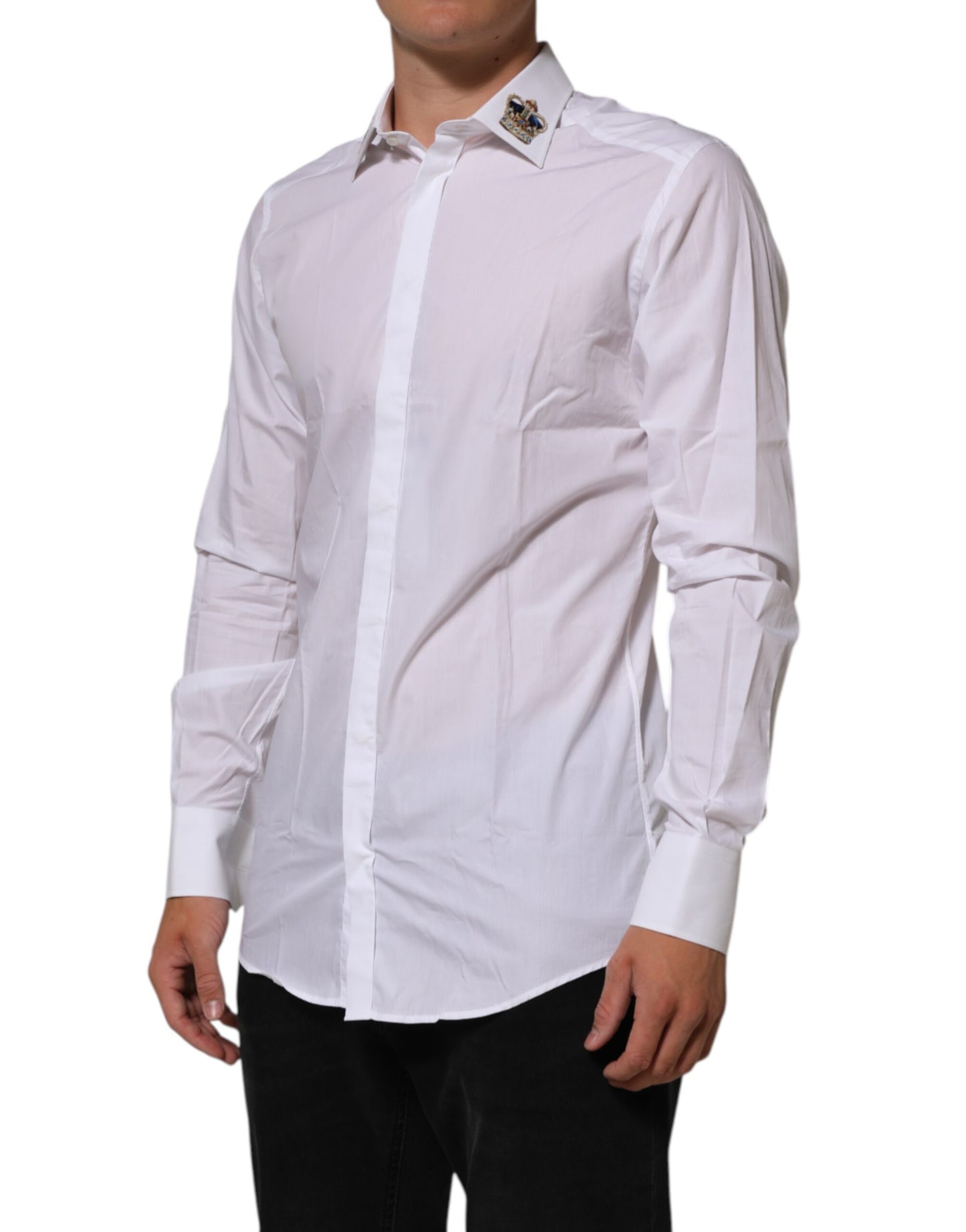 White Crown Collared GOLD Formal Dress Shirt