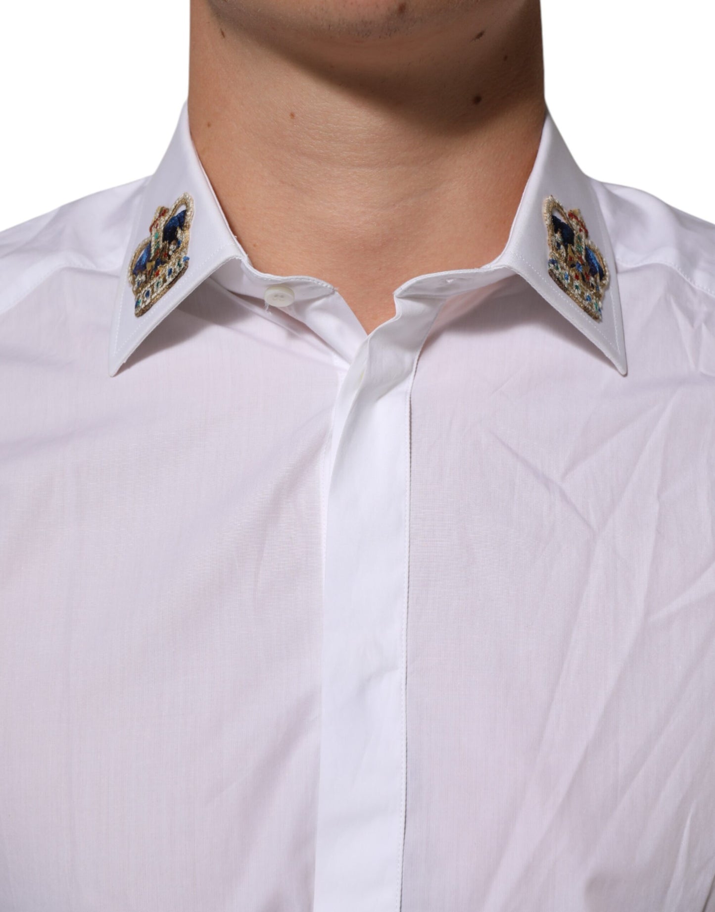 White Crown Collared GOLD Formal Dress Shirt