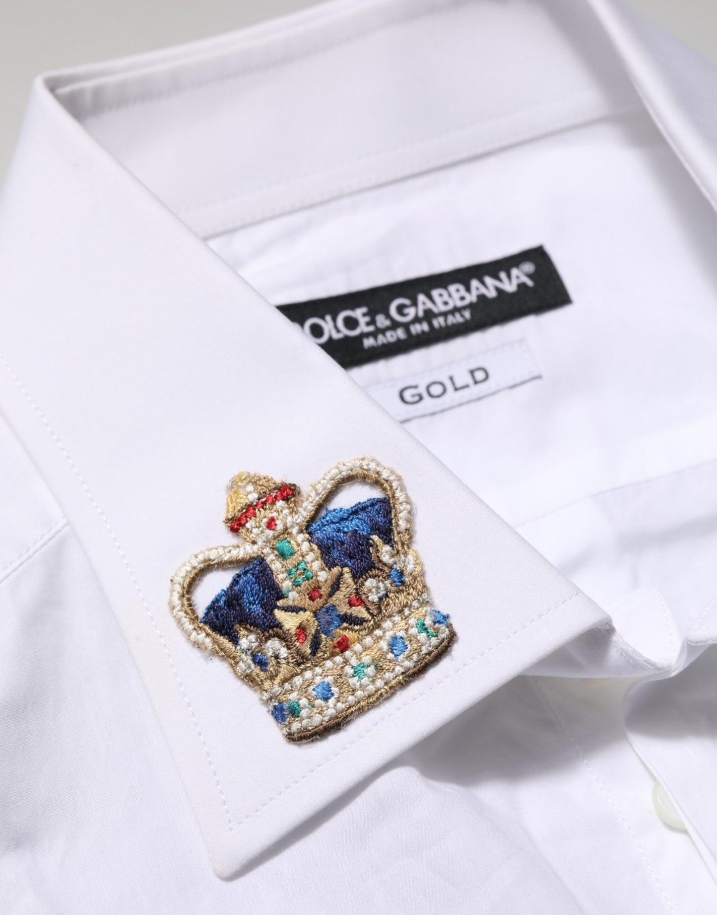 White Crown Collared GOLD Formal Dress Shirt