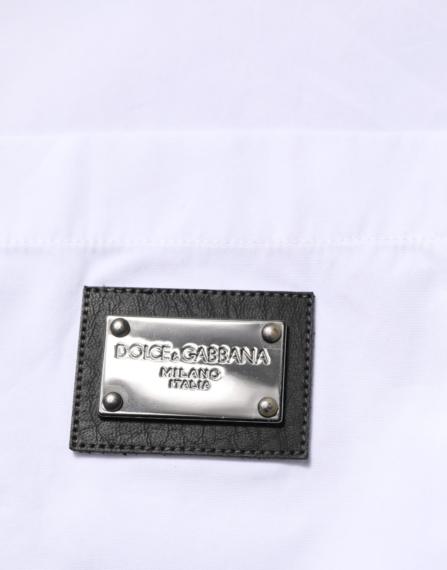 White Logo Plaque Collared Formal Dress Shirt