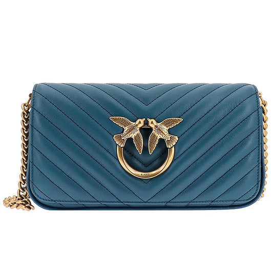 Blue Calfskin Women Crossbody Bag