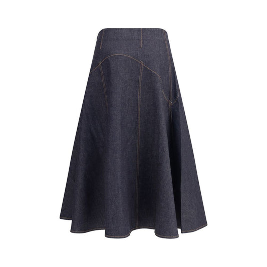 Blue Cotton Midi Skirt