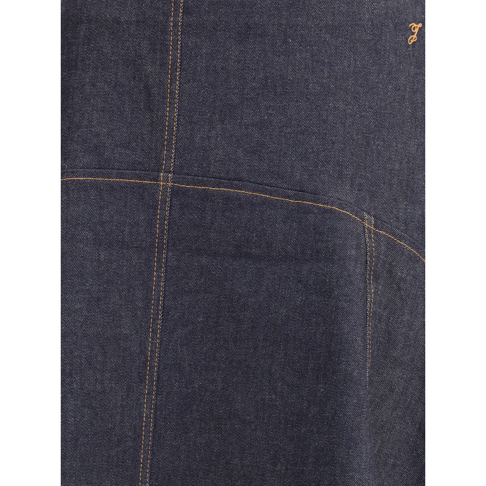 Blue Cotton Midi Skirt