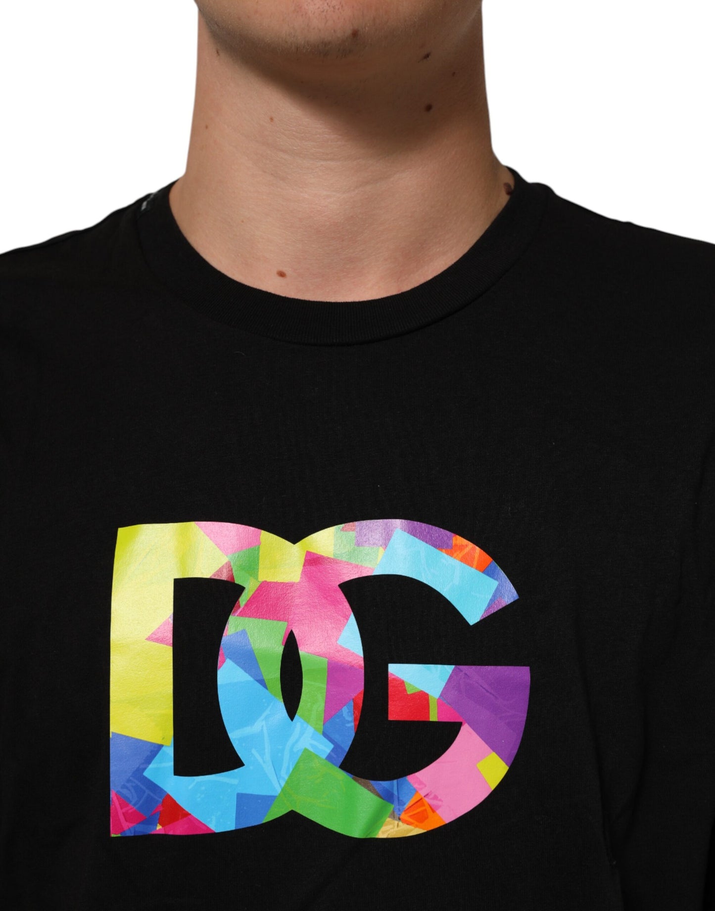 Black Logo Print Cotton Crew Neck T-shirt