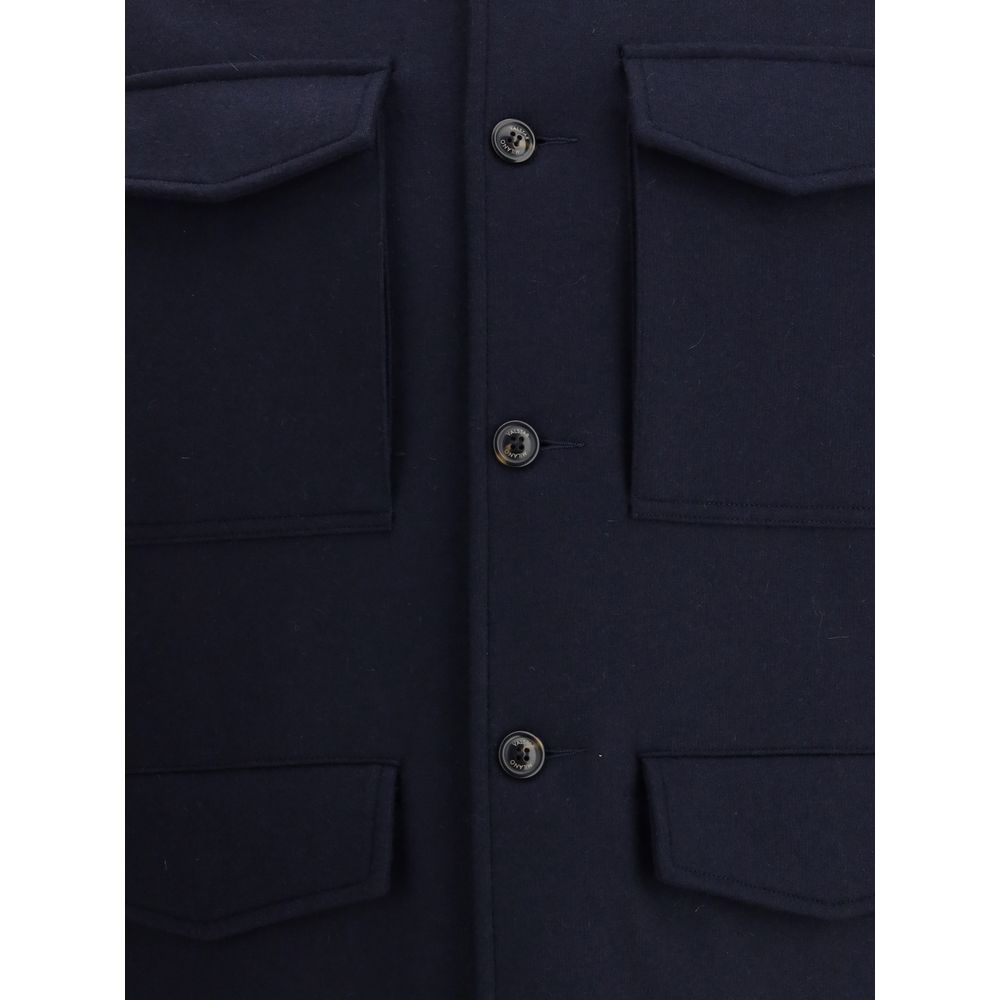 Blue Fleece Wool Coat