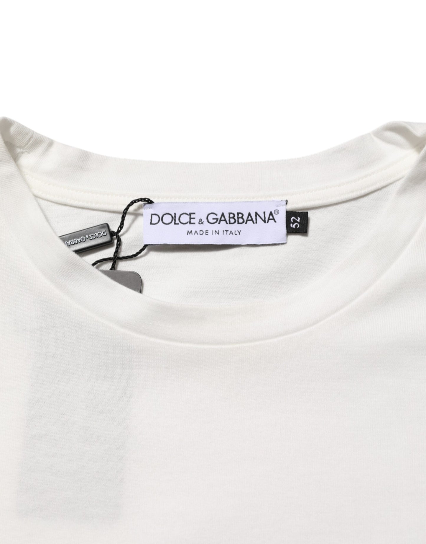 White Cotton Logo Print Crew Neck T-shirt