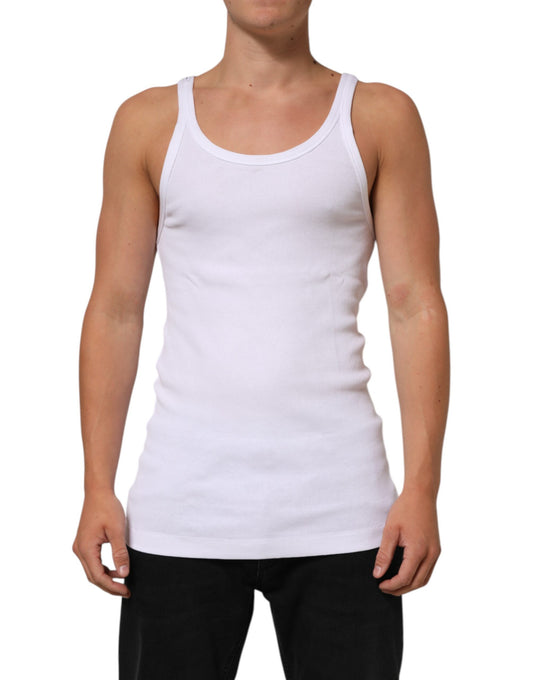 White Sleeveless Round Neck Tank Top T-shirt
