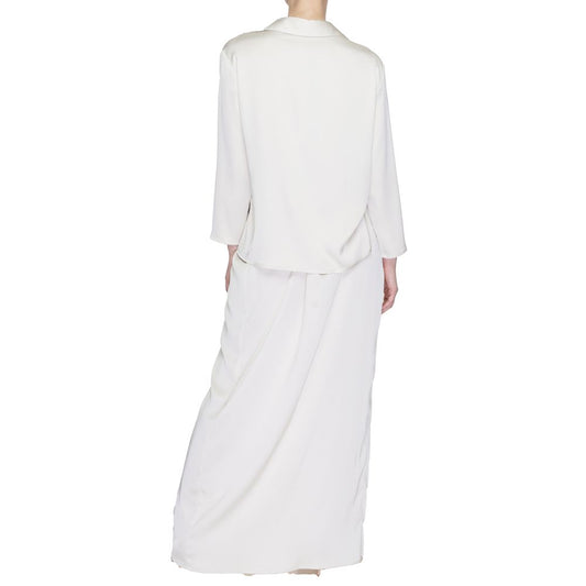 Beige Polyester Long Dress