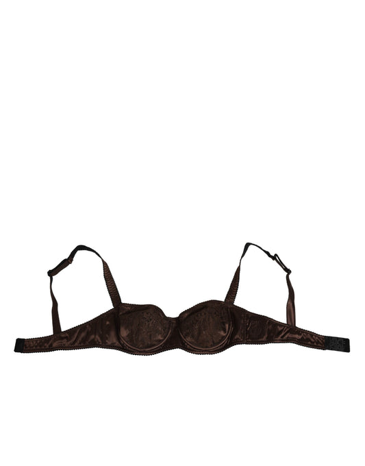 Brown Silk Underwired Balconette Bra Underwear